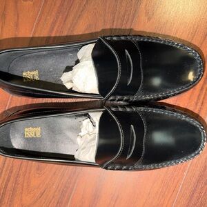 School Issue Black Leather Penny Loafers